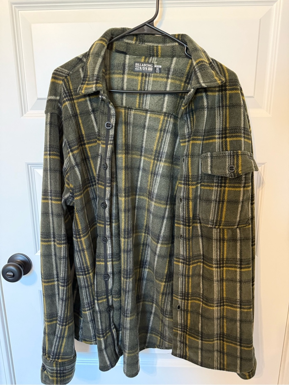 Billabong Olive and Yellow Plaid Button-Down Shirt